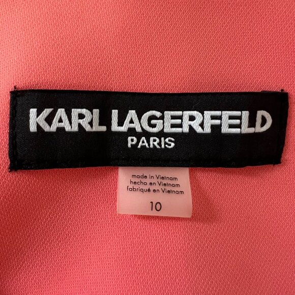 Karl Lagerfeld Womens Long Sleeve Topper Coat Peach Coral Jewel Button size 10 - Picture 12 of 16